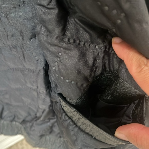 Vintage USA American Flag Black Leather Bomber Jacket Biker Motorcycle size M - Picture 13 of 17